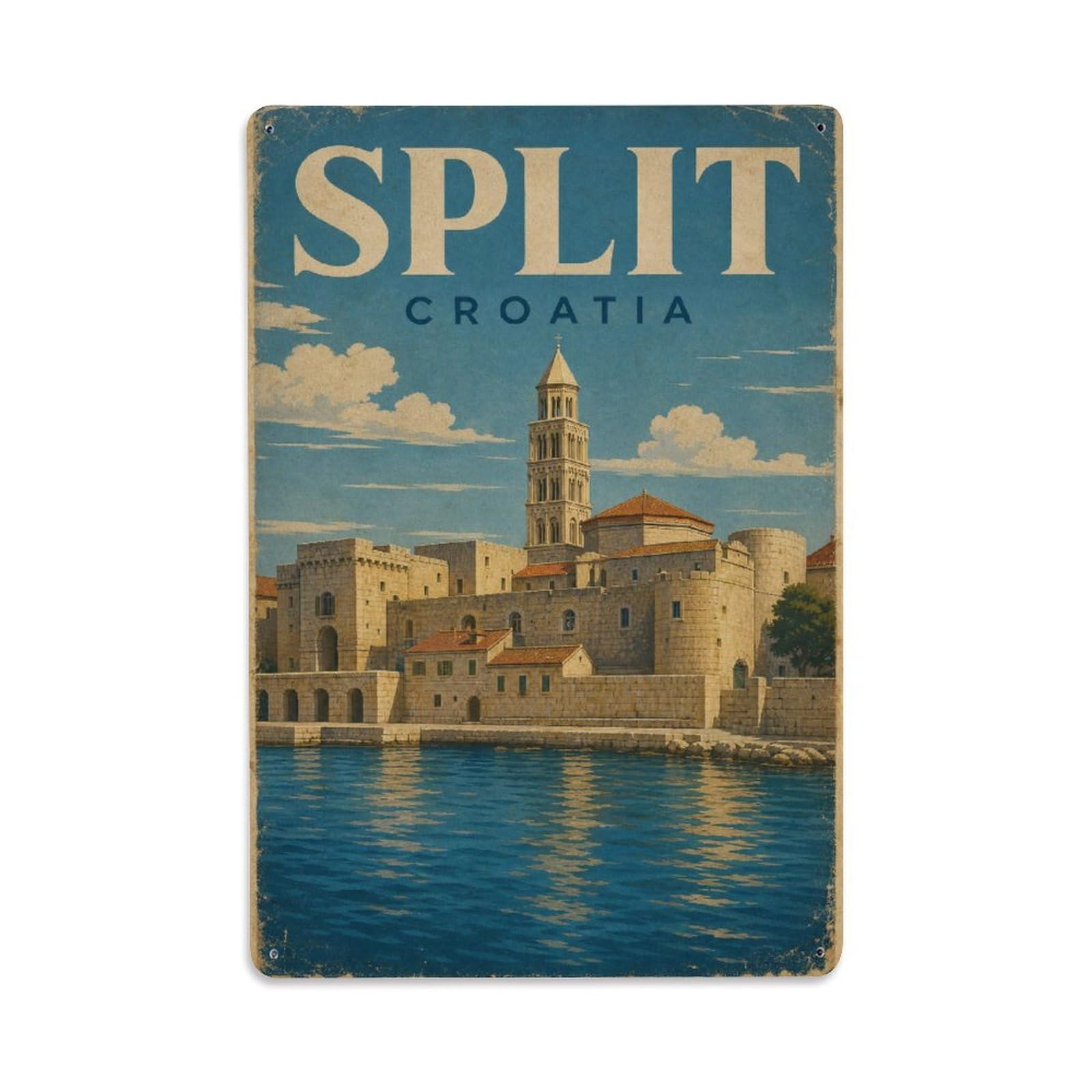 Retro Travel Croatia Split Metal Tin Sign