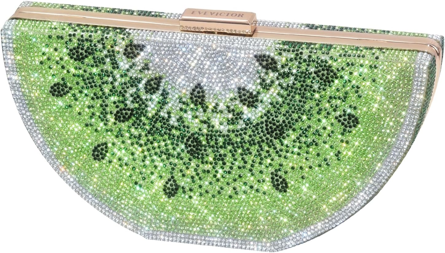 Clutch Purse for Women, Crystal Evening Bag, Watermelon Shape Handbag, Rhinestone Money Hand Bag