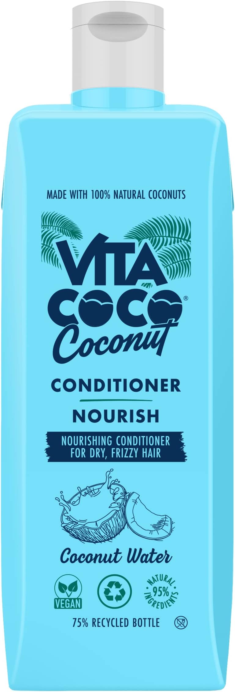 Nourishing Coconut Conditioner for Dry and Frizzy Hair (400ml) • 100% Natural Coconut for Conditioning and anti-frizz • Free from silicones and colourants • Suitable for all hair types