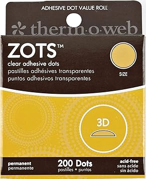 Thermoweb Clear Adhesive Dots Bundle - Small 3/16 x 1/64 300 Count & 3D 1/2 x 1/8 200 Count