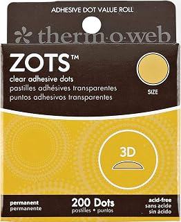 THERMOWEB Therm O Web 37-86 Zots Clear Memory Adhesive Dots, 3-D, 1/2-Inch, 200-Pack (37-86)