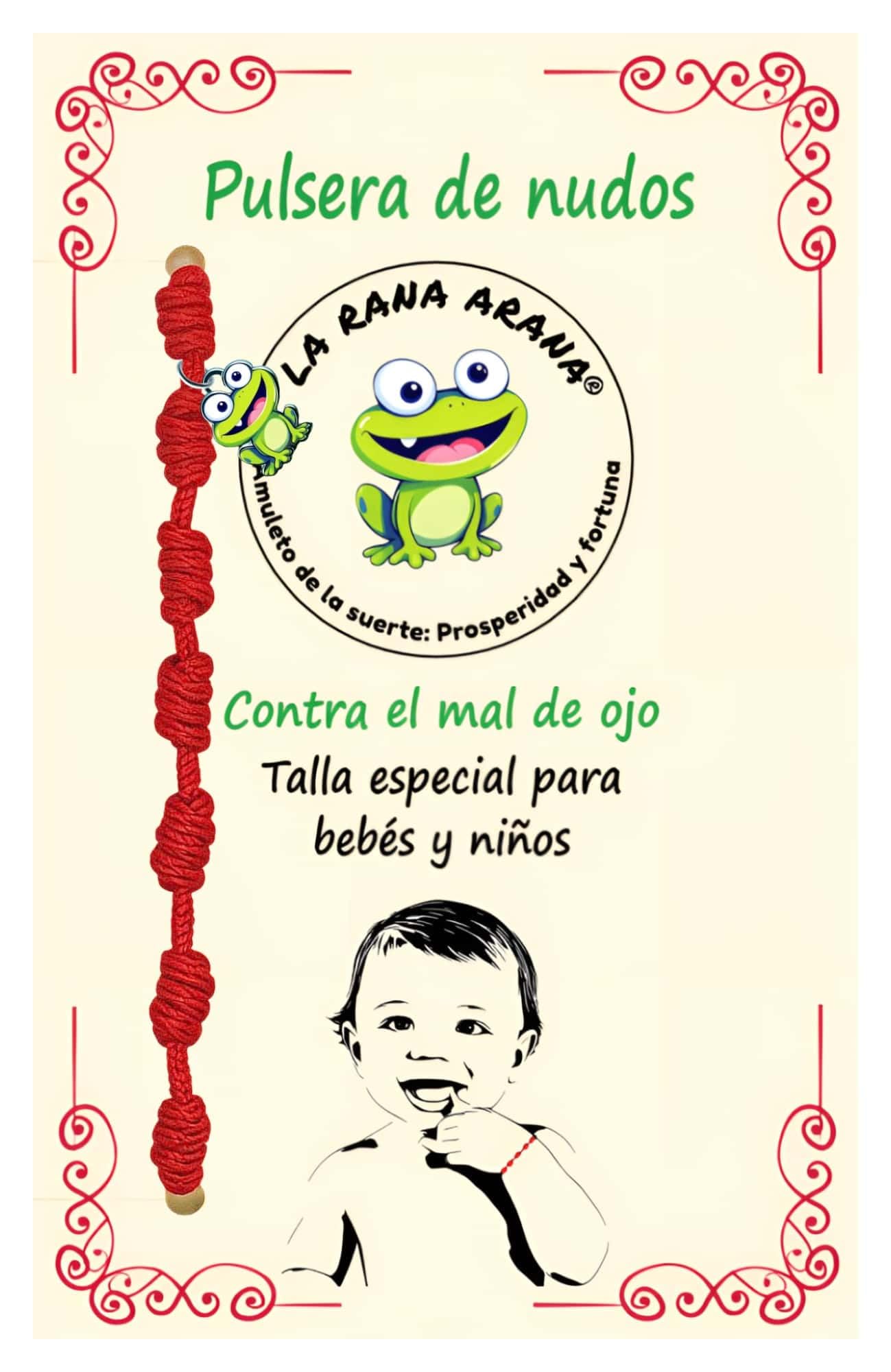 Pulsera 7 chakras con nudos roja para bebés y niños - Hilo rojo protección energía negativa contra el mal de ojo - Amuleto para la buena suerte - Talla pequeña