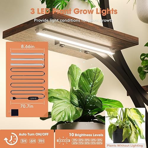 Miniatura 3 de Soporte para plantas de interior con luces de crecimiento, estante para plantas en forma de S