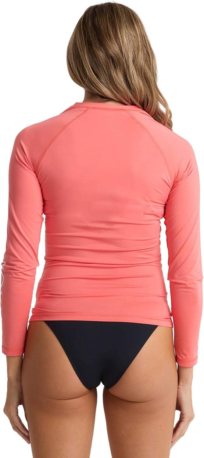 Roxy Women's Long Sleeve Zipped Rashguard – UPF 50+, Stretch Fit, Swim, Surfsuit, Quick-Dry Swim Shirt, Hot Coral, Large