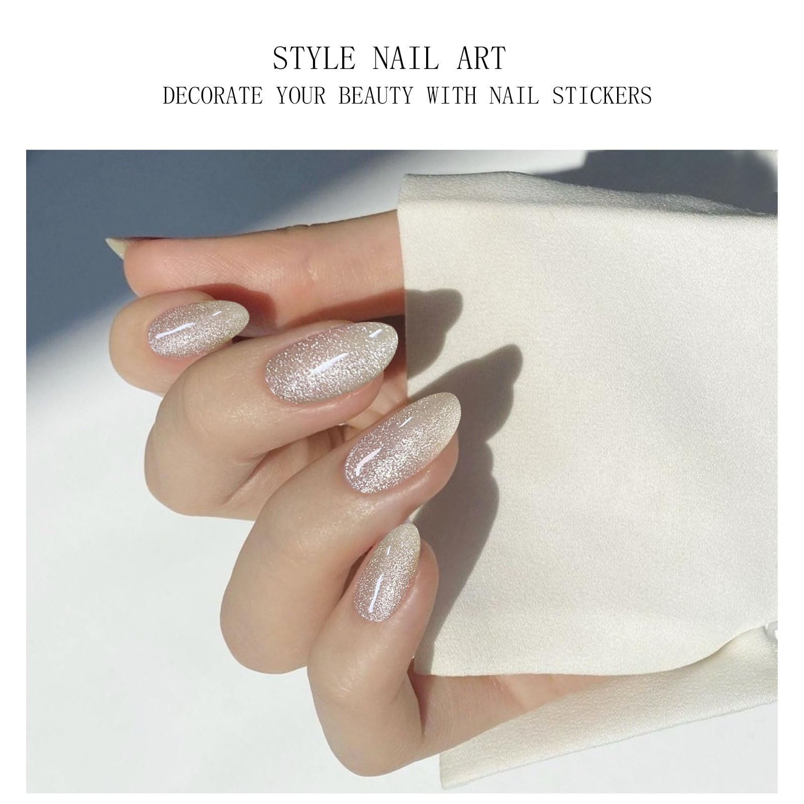 JMEOWIO Gel Nail Stickers Cat Eye Semi Cured Gel Nail Strips Wraps UV/LED Nails Art Design Decoration Accessories - Image 3