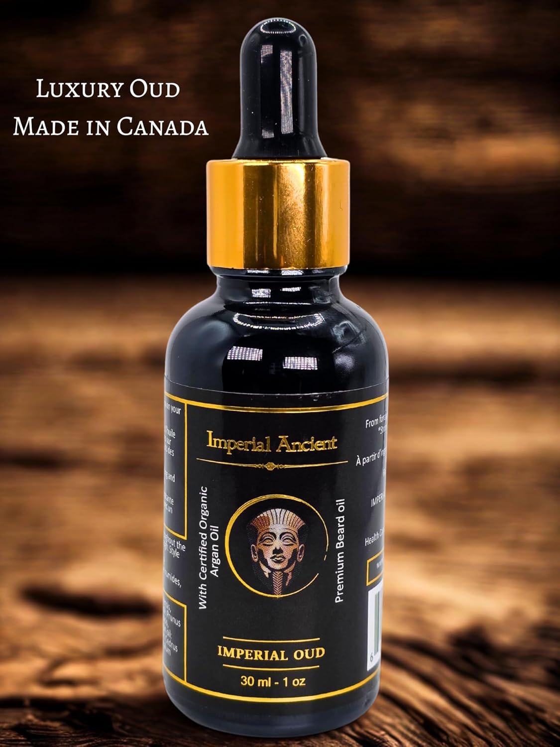 Imperial Oud Beard Oil for Men – Premium Grooming Oil with Argan, Jojoba & Almond – Softens Beard, Non-Greasy, Deeply Nourishing – Luxurious Oud Scent – 30ml – Made in Canada