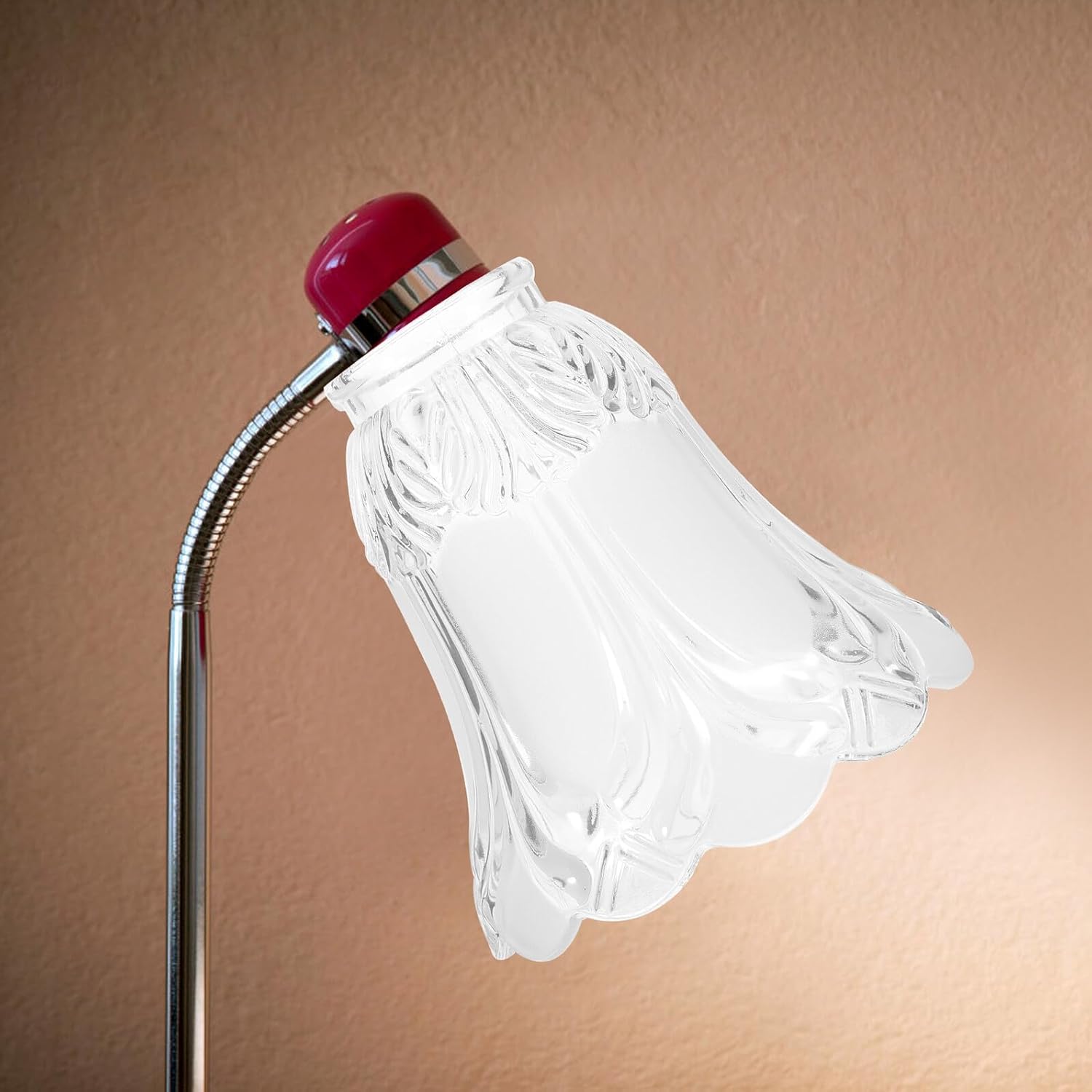 TEHAUX 4Pcs Frosted Glass Lamp Shades for Pendant Lights Chandelier Lighting Fixture Accessories Vintage Style Soft Light Diffuser with Easy Installation Decorative Replacement Covers for