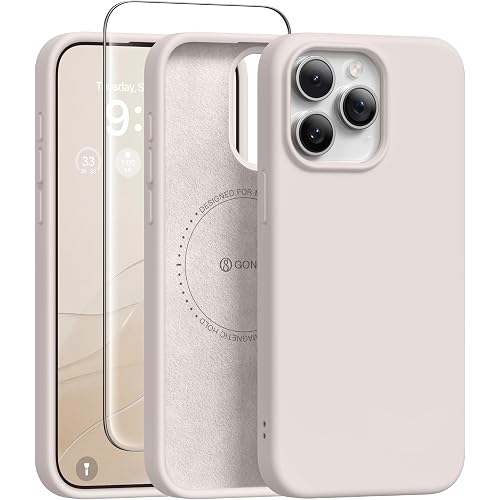GONEZ Magnetic for iPhone 15 Pro Max Case, Silicone Cover Stone
