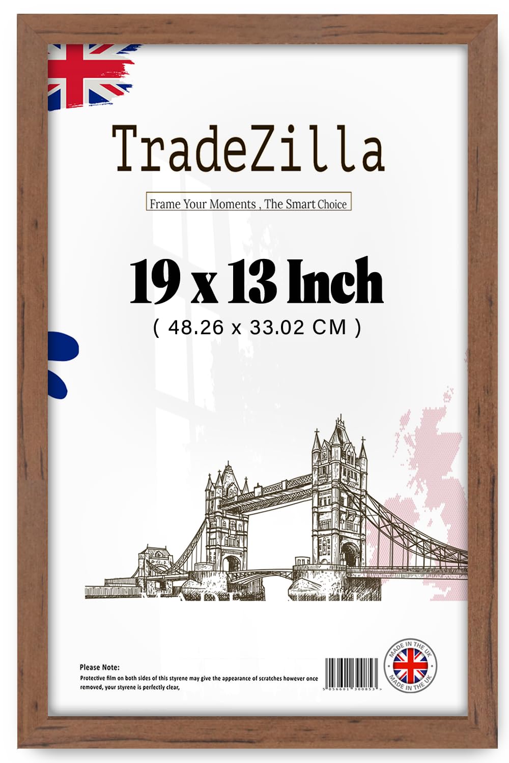 TradeZilla ® | Large Walnut Picture Frame (48.26 x 33.02 CM) Photo Frame 19 x 13 for Wall Poster from The Range 482.6 x 330.2 mm [ Walnut ]