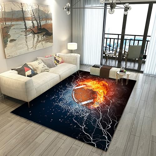 Alfombra de fútbol 3D para dormitorio de niños, agua y fuego, decoración fresca de la sala de estar, sofá