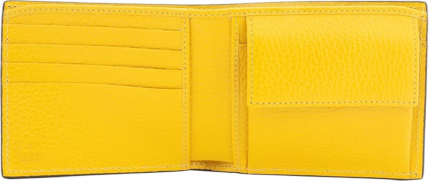 Gucci 610466 CAO2N 1041 Leather Coin Wallet Black Black Yellow