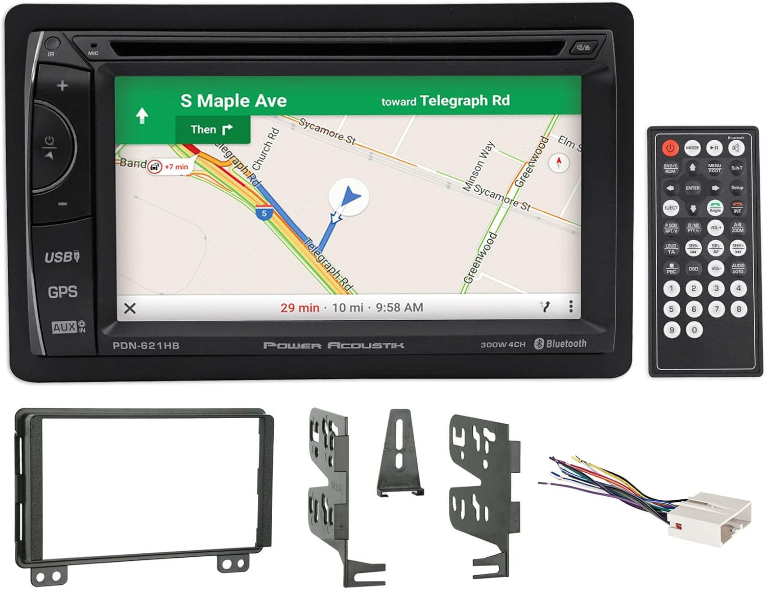 Audiosavings Bundle: PDN-621HB 6.2" Car Navigation Bluetooth Receiver Bundle with 95-5026 in-Dash 2-DIN Radio Multi-Kit & 70-5520 in-Dash Radio Wiring Harness for 04-2005 Lincoln Aviator (3 Items)