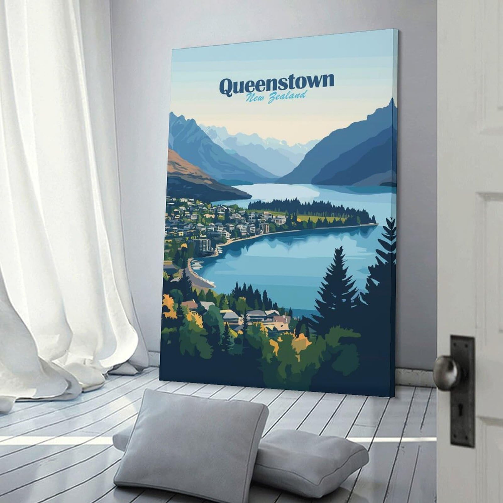 Junmoney Queenstown, New Zealand Landscape Home Decor Wall Art, 08x12inch(20x30cm), for Lounge, Bedroom Or Personal Spaces, Thoughtful Wall Decor for Art Lovers