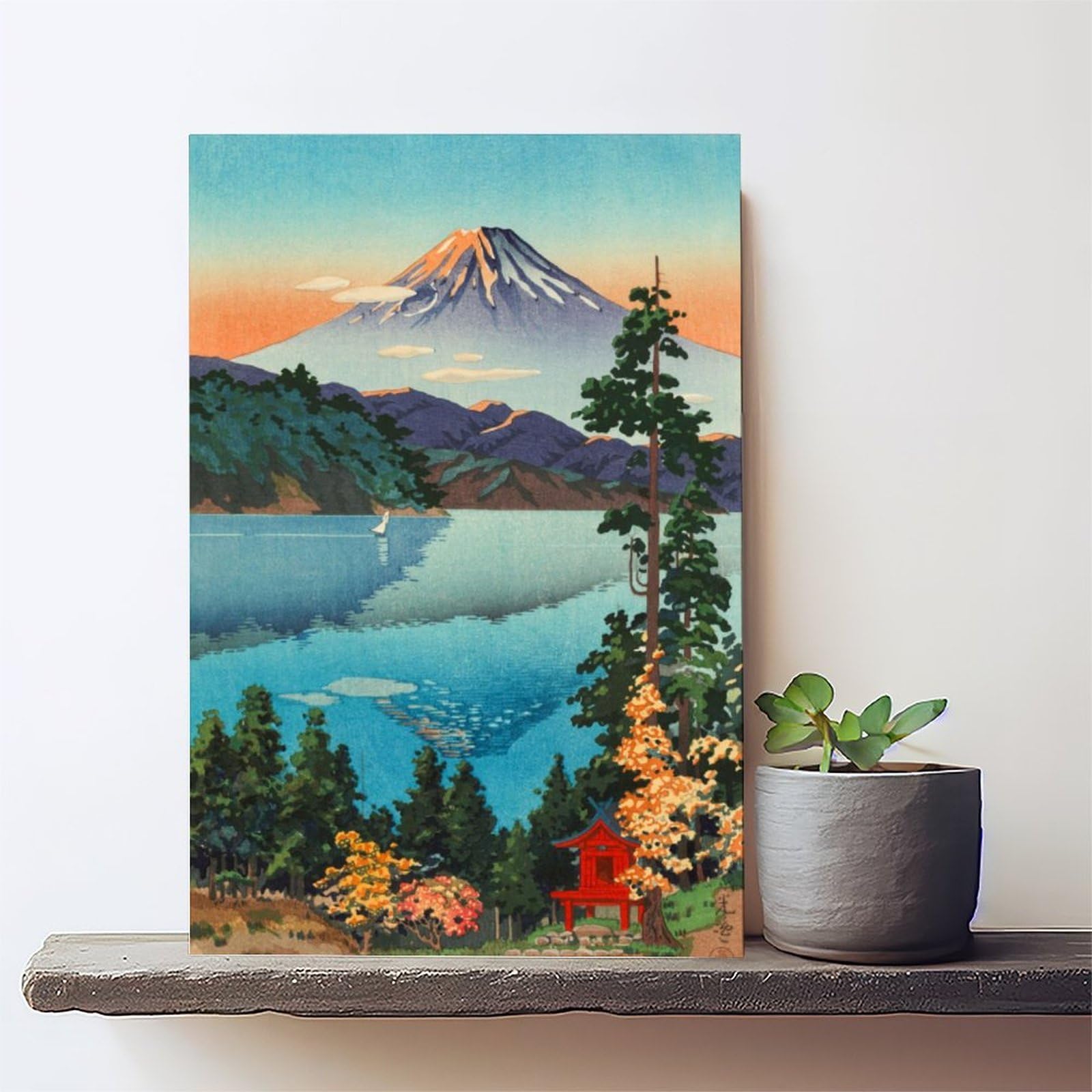 Zensetu Temple Kawase Hasui Ukiyo-e Poster su tela per camera da letto, decorazione artistica da parete per ufficio, camera da letto, decorazione estetica regalo, cornice regalo, 30 x 45 cm
