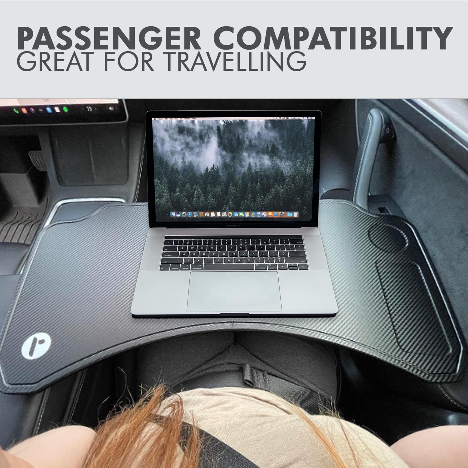 CYBERDESK: Portable Car Table for Tesla Model 3 X Y - Workstation Desk, Dining Tray, Laptop Holder for Remote Work, Eating, Travel, and Business - Easy Installation, Sturdy Design (Large)