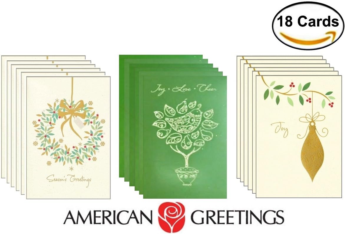 18 Embellished Christmas Cards with Envelopes by American Greetings