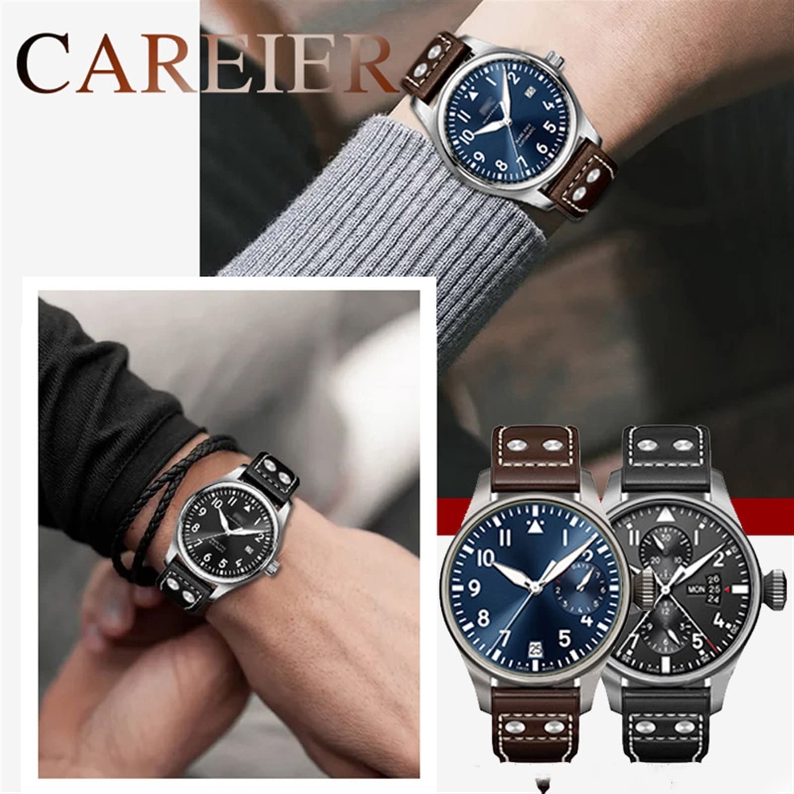 BIK Canda di guardia in vera pelle di cuoio per IWC Grande pilota sputfire cowwide fibbia pieghevole orologio da uomo cinturino 21mm 22mm