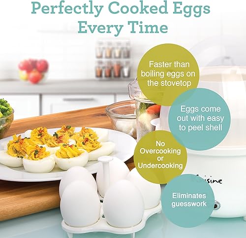 Miniatura 4 de Euro Cuisine MSCX26 - Olla eléctrica para huevos y vaporizador de alimentos con apagado automático, mini olla rápida para huevos suaves, medianos y