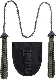 Motosserra de bolso com alça de paracorda, serra manual dobrável, equipamento de sobrevivência ao ar livre de emergência para camping, caça, caminhadas, cortar madeira e árvore (66 cm a 11 dentes) verde exército