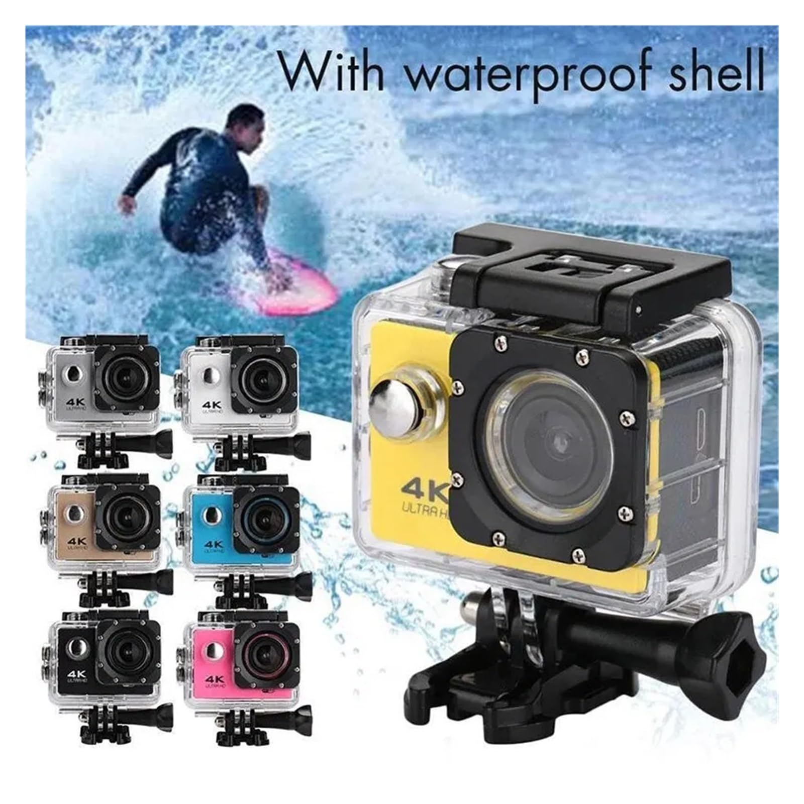 Videocamera Azione Ultra HD 4K/30fps WiFi 2 pollici 170D Casco impermeabile subacqueo Registrazione video Telecamere sportive Videocamere da esterno