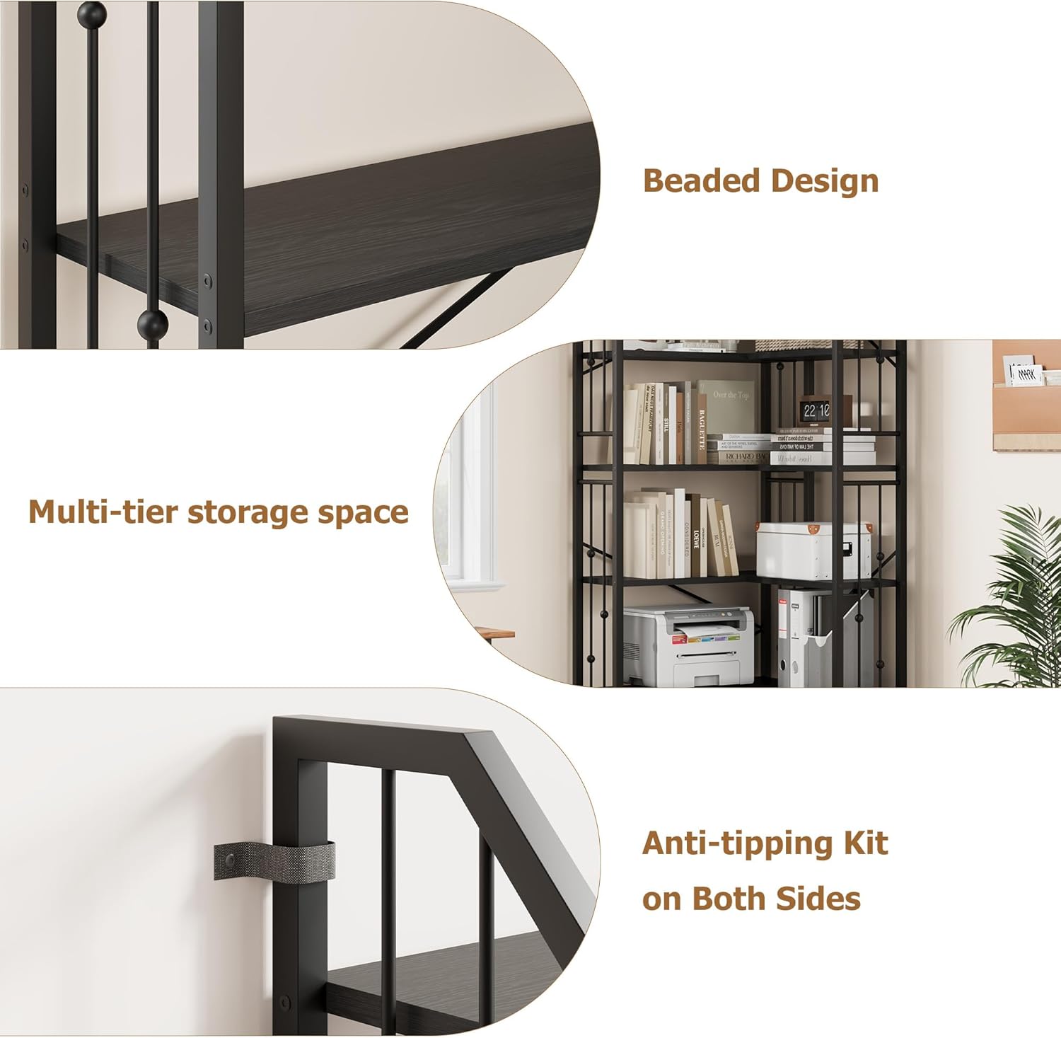 GarveeHome Corner Bookshelf 86" l Shaped Bookcase, Corner Bookshelves Black Bookcase 7 Tier l-Shape Bookshelf, Large Bookcases with Beaded Design Tall Display Rack Shelf for Living Room Bedroom