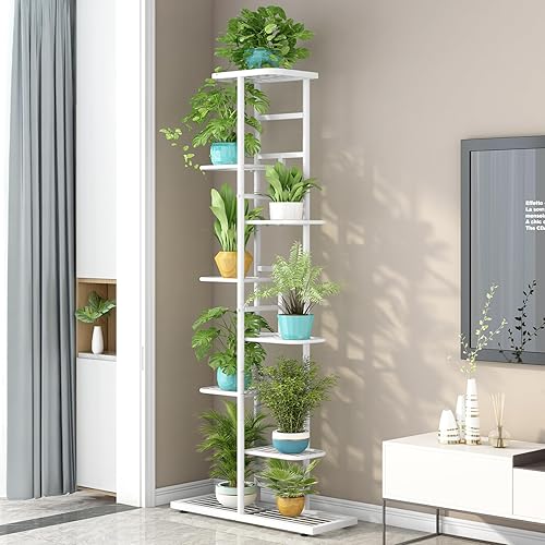 Miniatura 2 de LINZINAR Soporte para Plantas de Metal para Interiores y Exteriores, 8 Niveles, 9 Macetas, Soporte Múltiple para Macetas de Flores, Estante Unidad