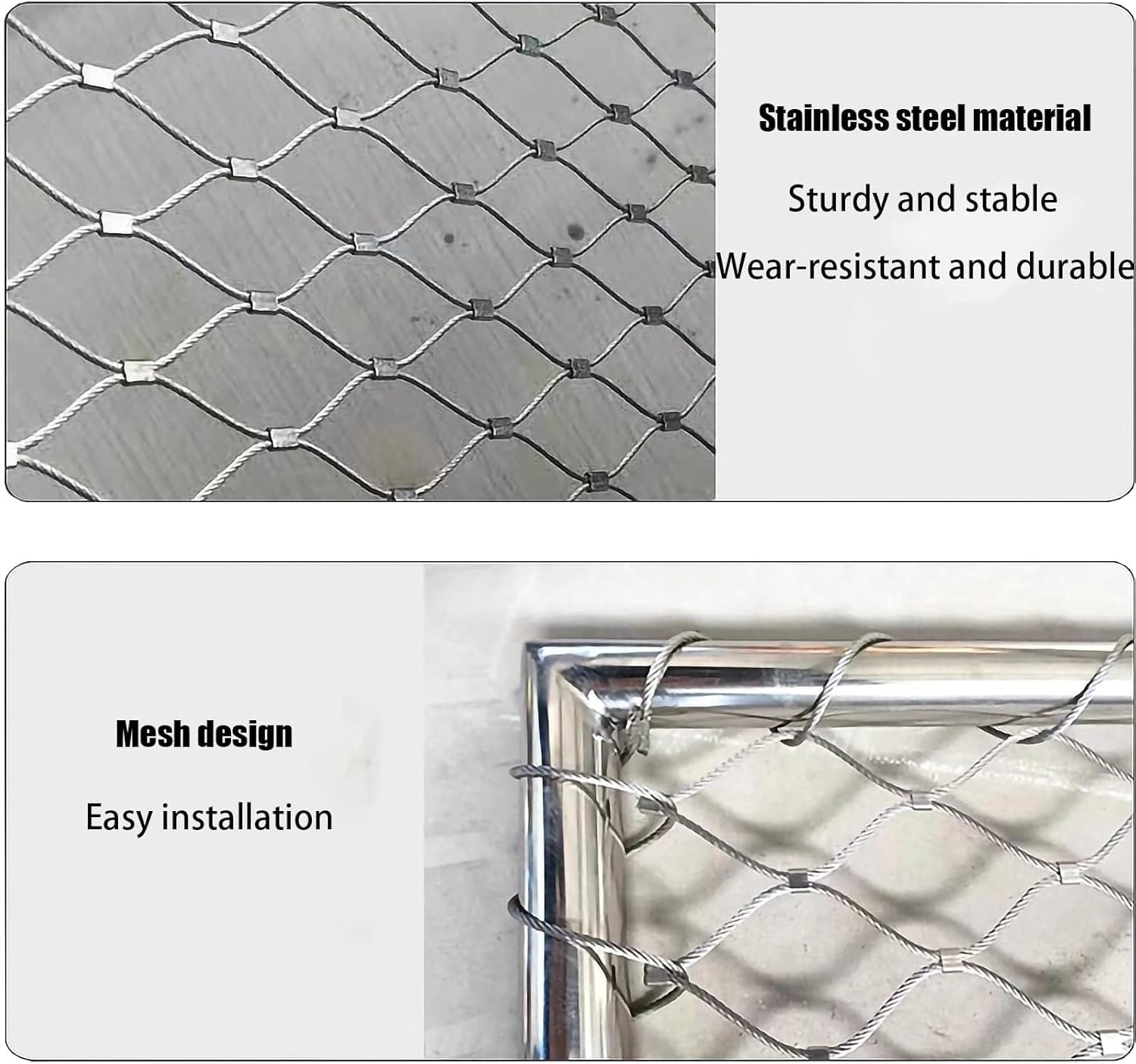 Red de Cuerda Acero Inoxidable 304 | Plata 100-180x100-1000 cm Cercado for aves de corral: Jardín Balcón