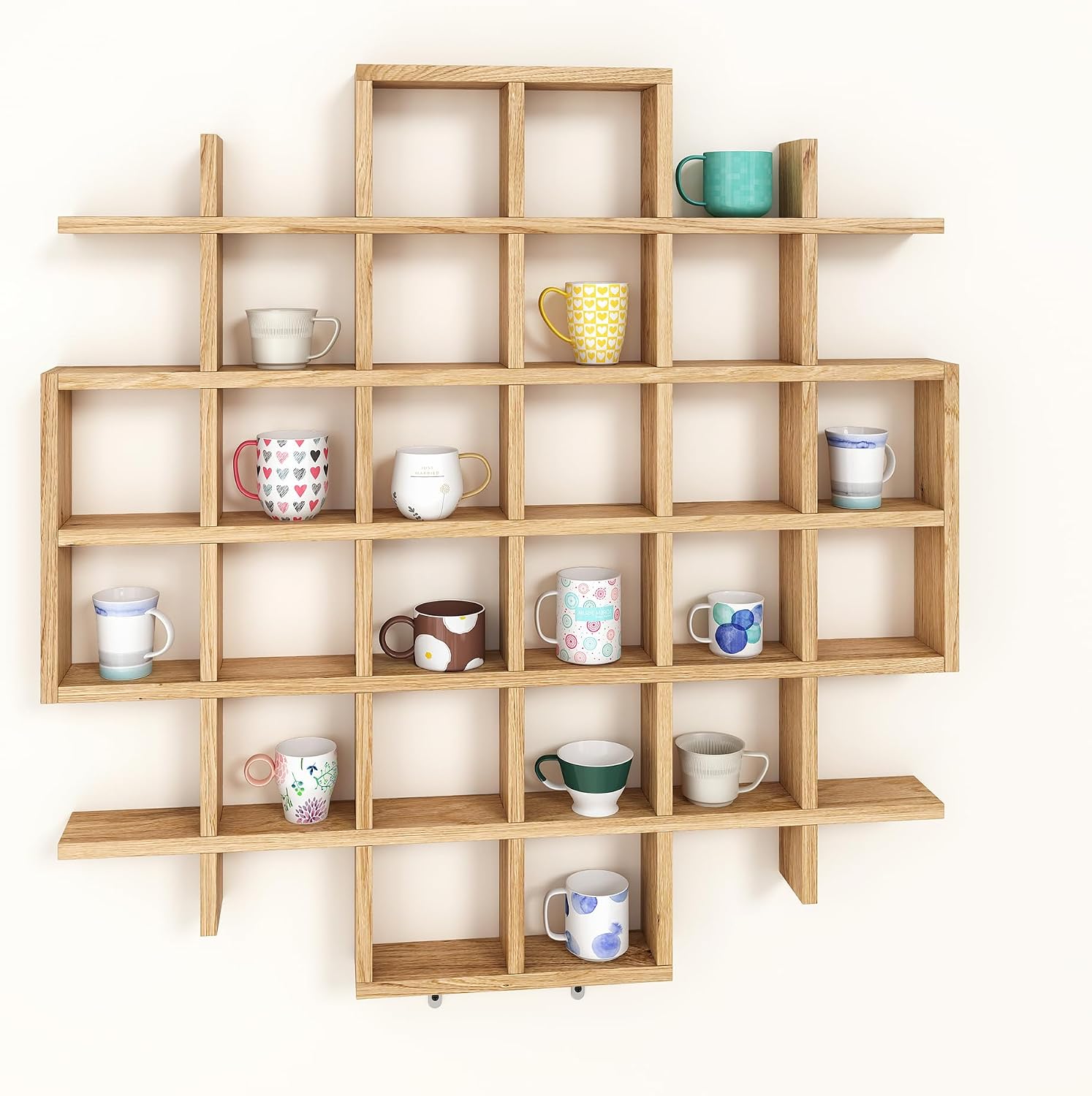 Wooden Coffee Mug Display Rack, Wall Mounted Mug Display Shelf