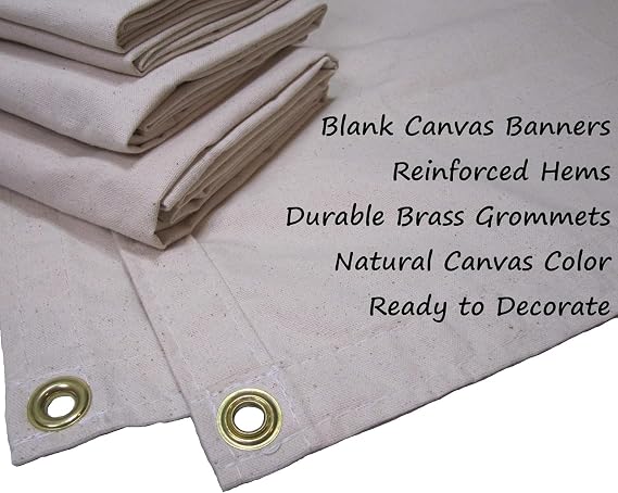 Blank Canvas Banner, Wall Hanging, Shield Shape 18 x 21, Paintable, with Grommets, Natural Color Cotton Canvas, Art Teacher Classroom Supplies