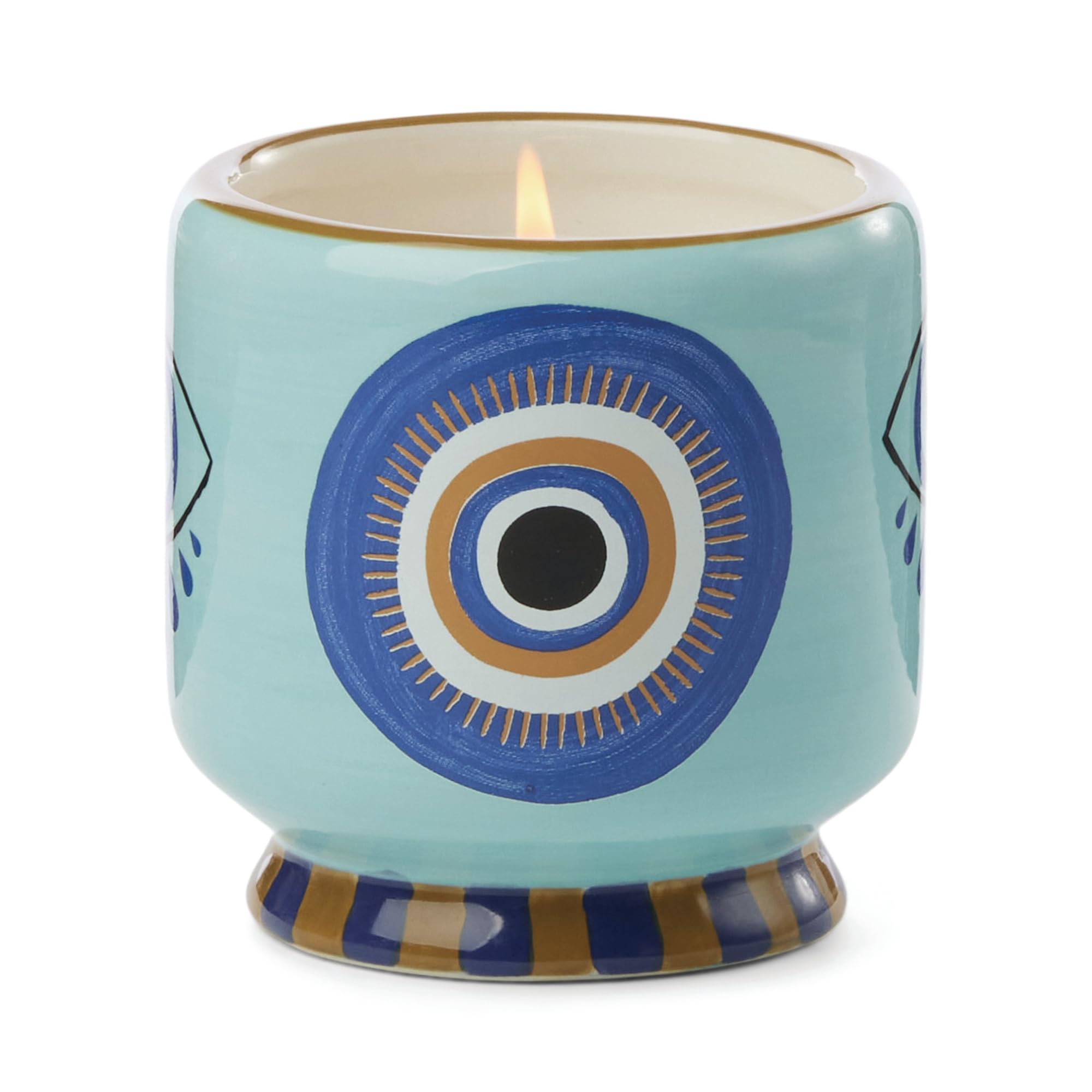 Paddywax Bougie parfumée Dopo en céramique peinte à la main - 226 g - Œil - Encens et fumée