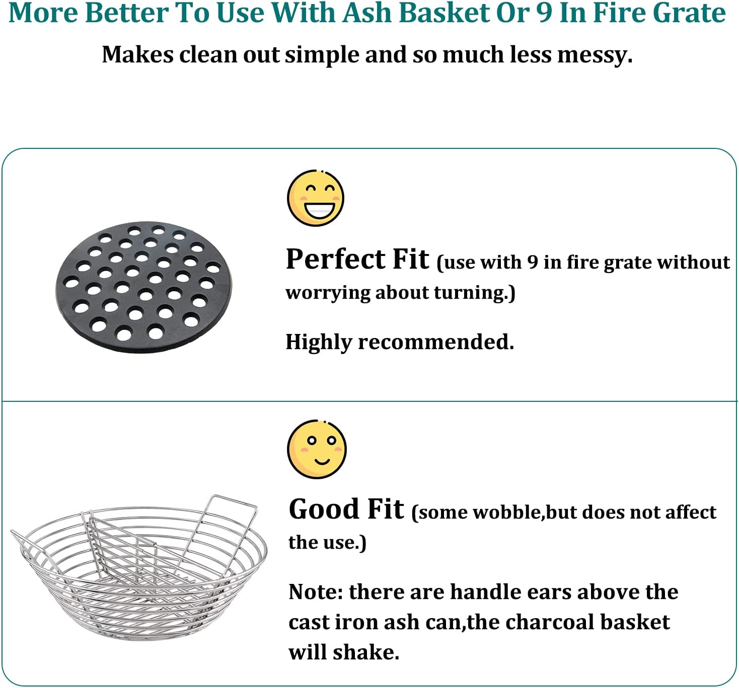 KAMaster Cast Iron Ash Can with Handle for Large Big GreenEggs,Charcoal Ash Pot Green Egg Accessories Must Haves,Perfectly Paired with Fire Grate/Charcoal Basket for Use | Quick & Easy Cleaning