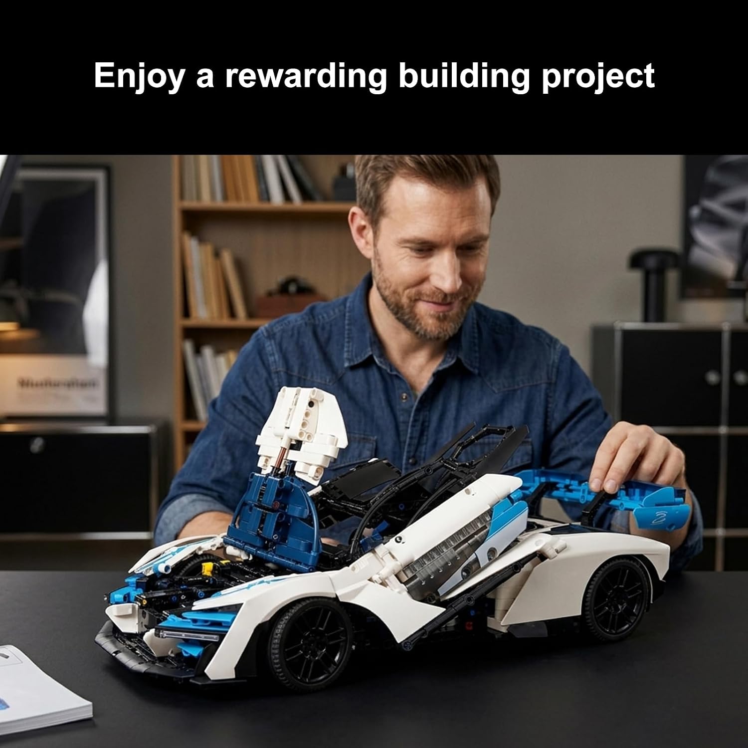 MCL Race Car Building Set for Adults, Collectible 1:10 Scale Sports Car Model Kit, GTR LM 25 Racing Construction Toy W/Authentic Features, Ideal Gift for Car Lovers, (2015PCS, A-Y10002)