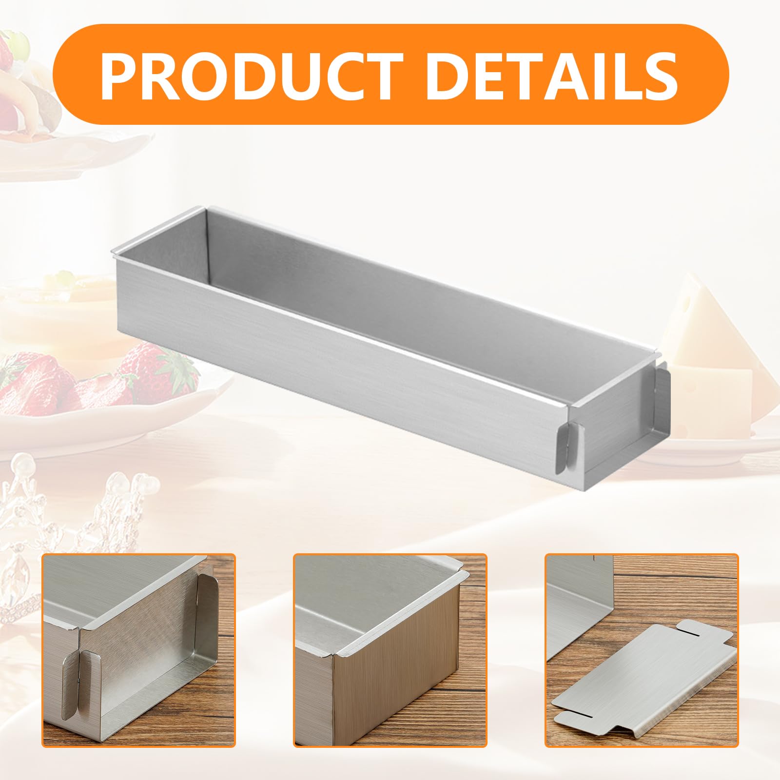 2 Stück Rechteckig Backform, Verstellbare Mousse Kuchenform, Antihaftbeschichtete Tiramisu Form mit Abnehmbares Seitenteil, Aluminiumlegierung Backform für Tortenzubereitung Broten Tiramisu (40cm)