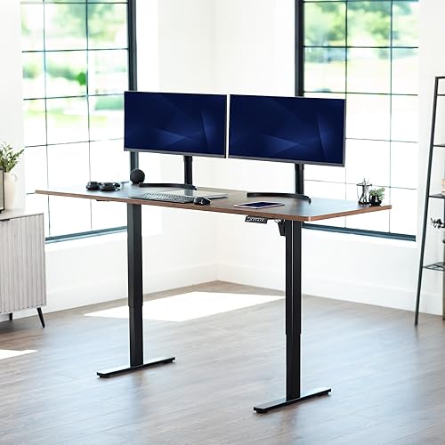 Vista 284 de VIVO DESK-KIT-1W6G - Escritorio eléctrico de pie de 60 x 24 pulgadas, ajuste de altura de memoria, serie 1B, parte superior de nogal oscuro de una