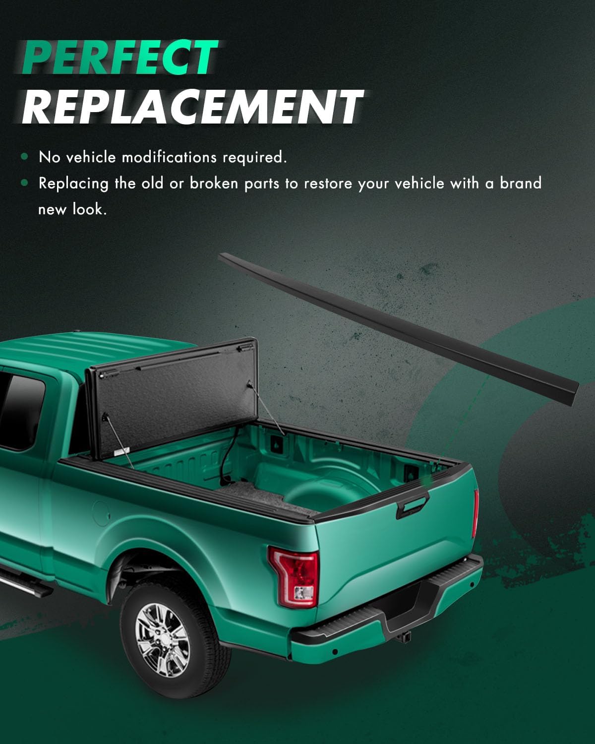 SCITOO Glossy Black Tailgate Molding Cap Body Kit with 2005-2008 for Ford for F150 Stylesside Top Rear Tailgate Moulding Trim Splitter Chin Exterior Diffuser