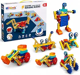 Blocos de Construção Eletrônico STEM – Kit de Engenharia Educacional com Motor, Engrenagens e Modelos Mecânicos | Brinquedo Educativo de Ciência e Robótica para Crianças 3+ Anos (71 Peças)