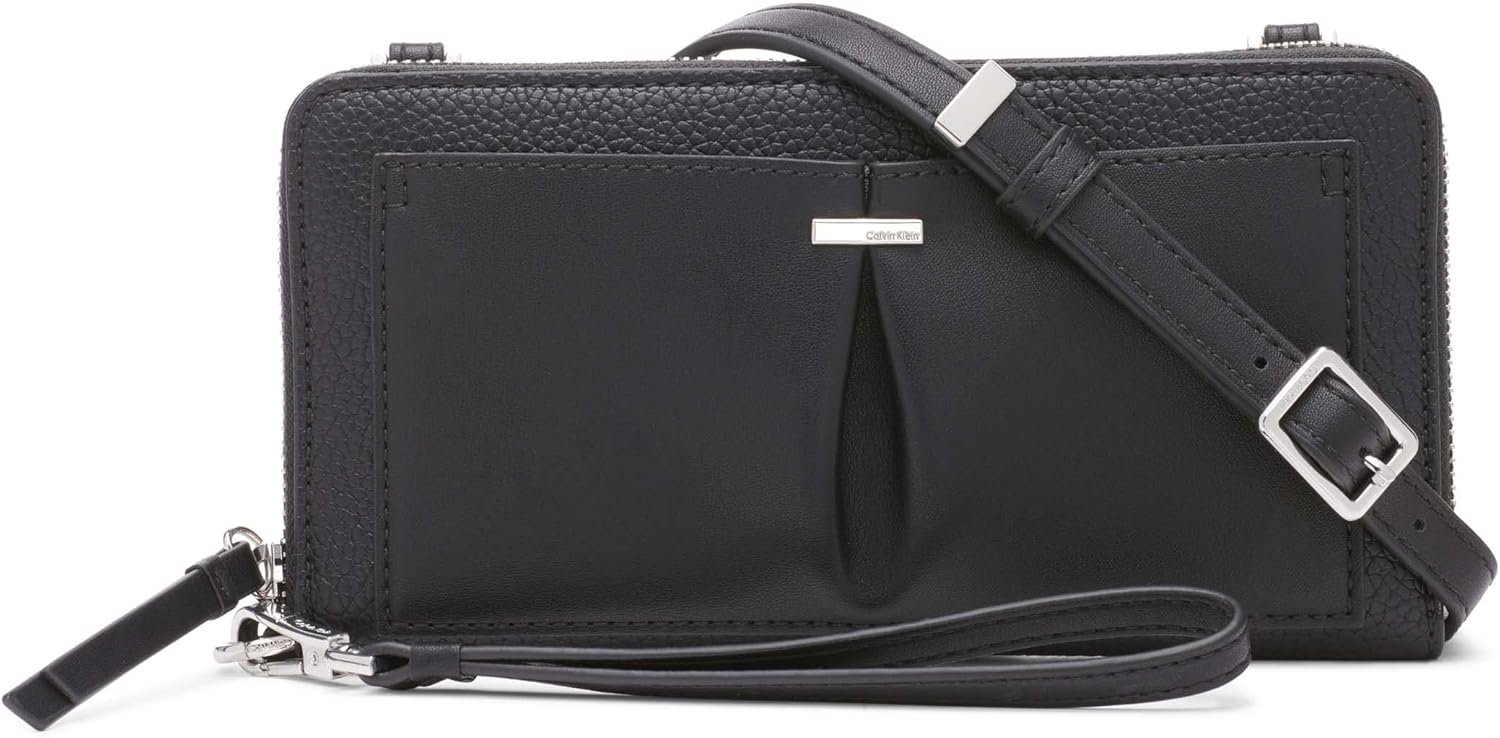 Calvin Klein Women's Nickel Organizational Wallet on a String Crossbody