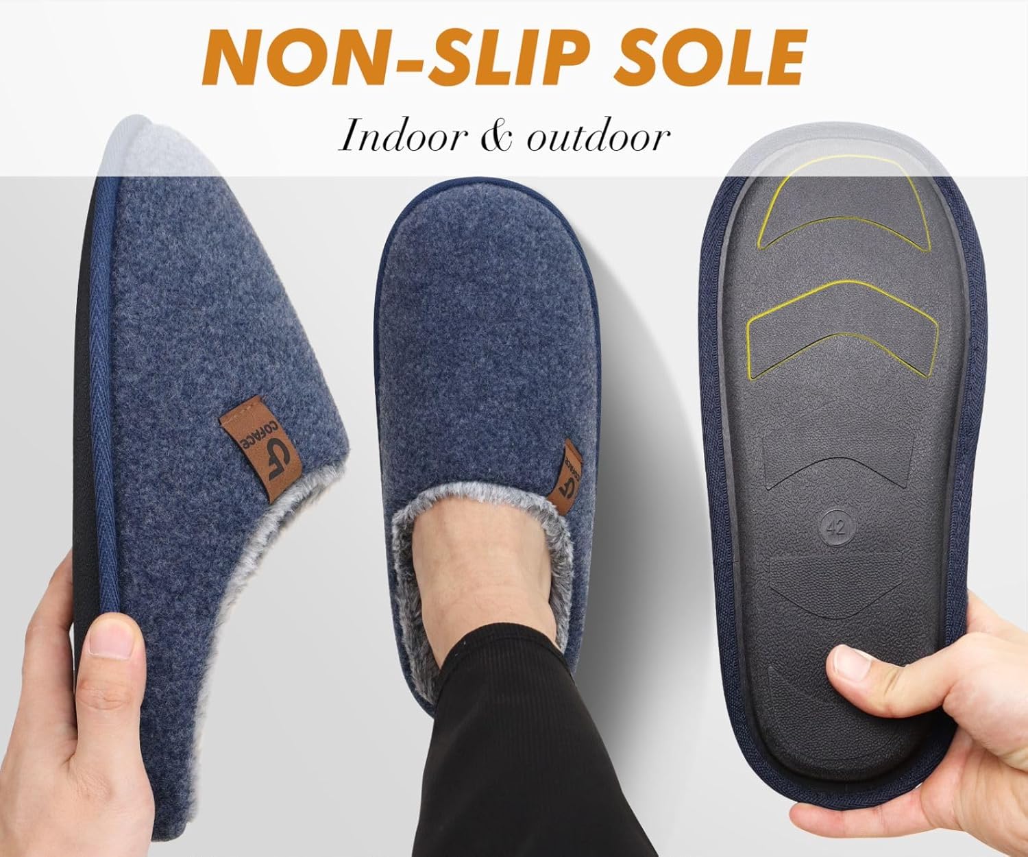 COFACE Mens House Slippers Memory Foam Slipper, Dark Blue Size 10 - Image 6