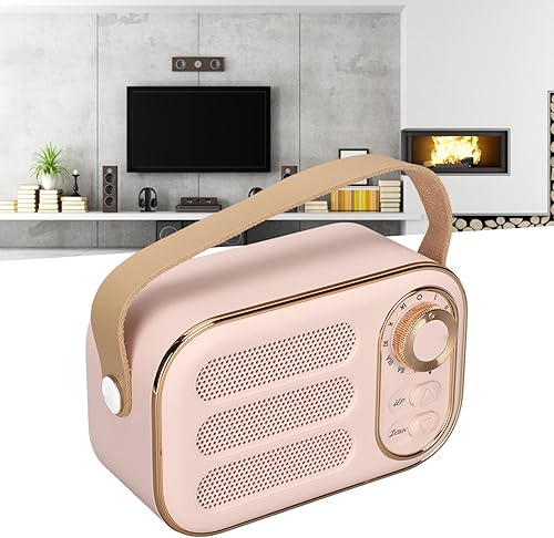 Miniatura 7 de Altavoz Bluetooth retro con sonido estéreo de alta fidelidad, altavoz inalámbrico portátil BT 5.0 con entrada auxiliar de tarjeta USB TF, 6 horas de