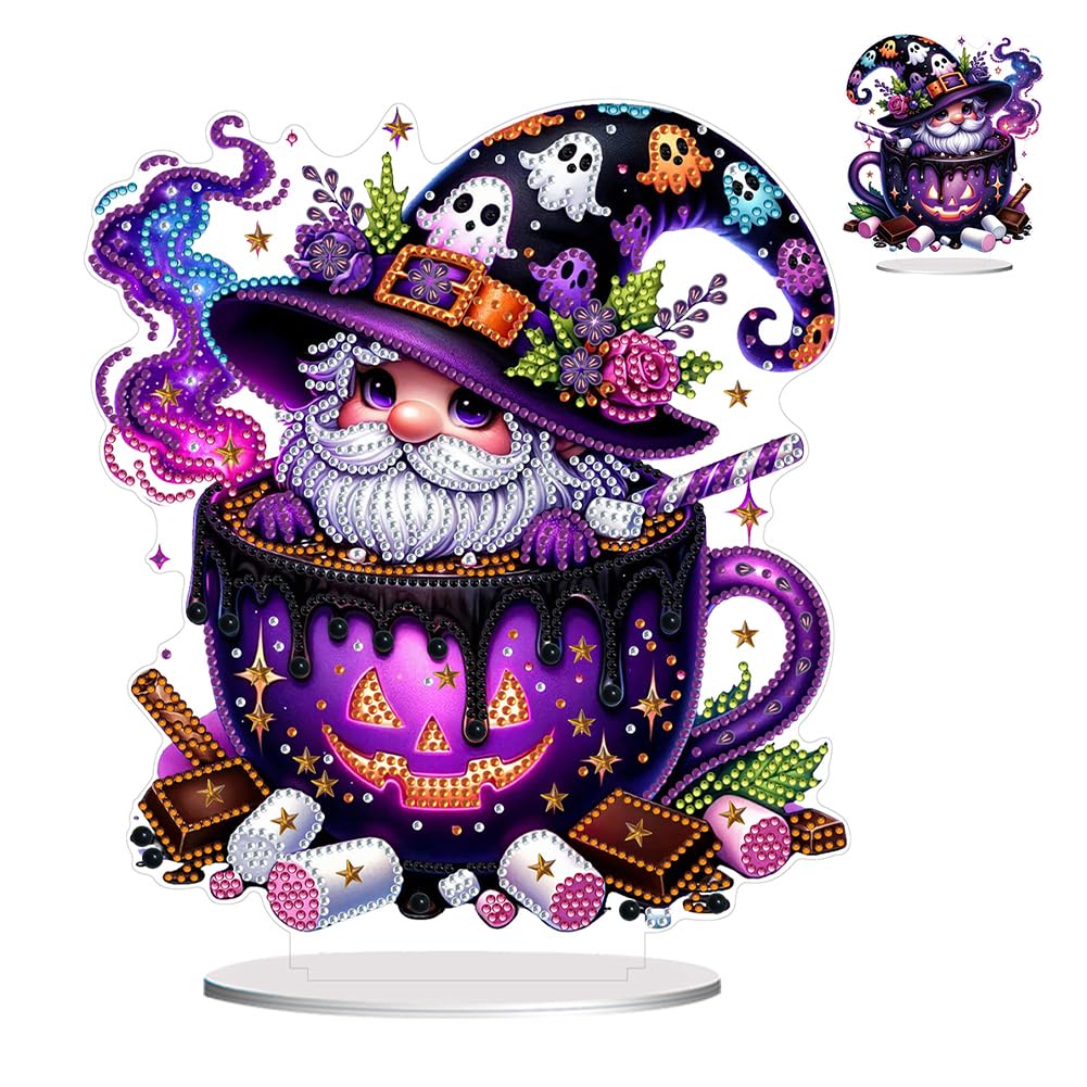 DIY Diamond Painting Table Decoration Diamond Painting Halloween Ornaments Diamond Painting Standing Art Set Halloween Indoor Decoration Festive Gift House Gift (Leprechaun 1)