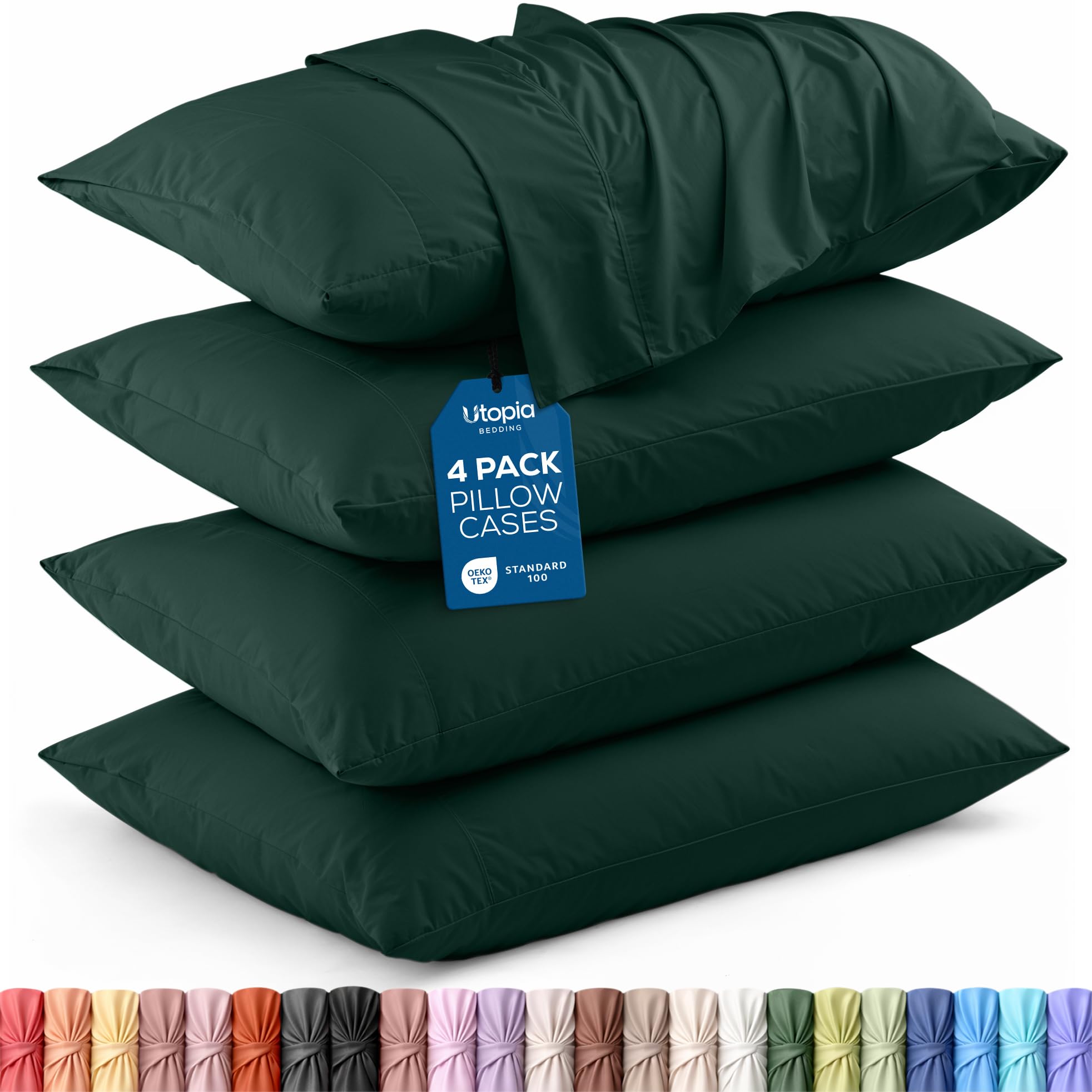 Utopia Bedding Standard Pillow Cases - Pack of 4 - Envelope Closure - Soft Brushed Microfiber Fabric - Shrinkage and Fade Resistant Pillow Covers Standard Size 20 X 26 Inches (Emerald) โ image 1
