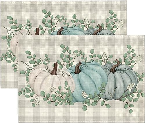 Artoid Mode Juego de 2 manteles individuales de otoño de 12 x 18 pulgadas para decoración de fiestas, cocina, comedor