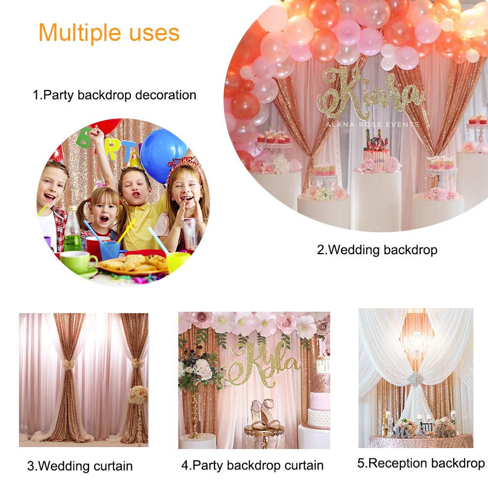 Buy Wedding Photo Backdrop 2 Pieces 2ftx8ft Rose Gold Sequin Fabric