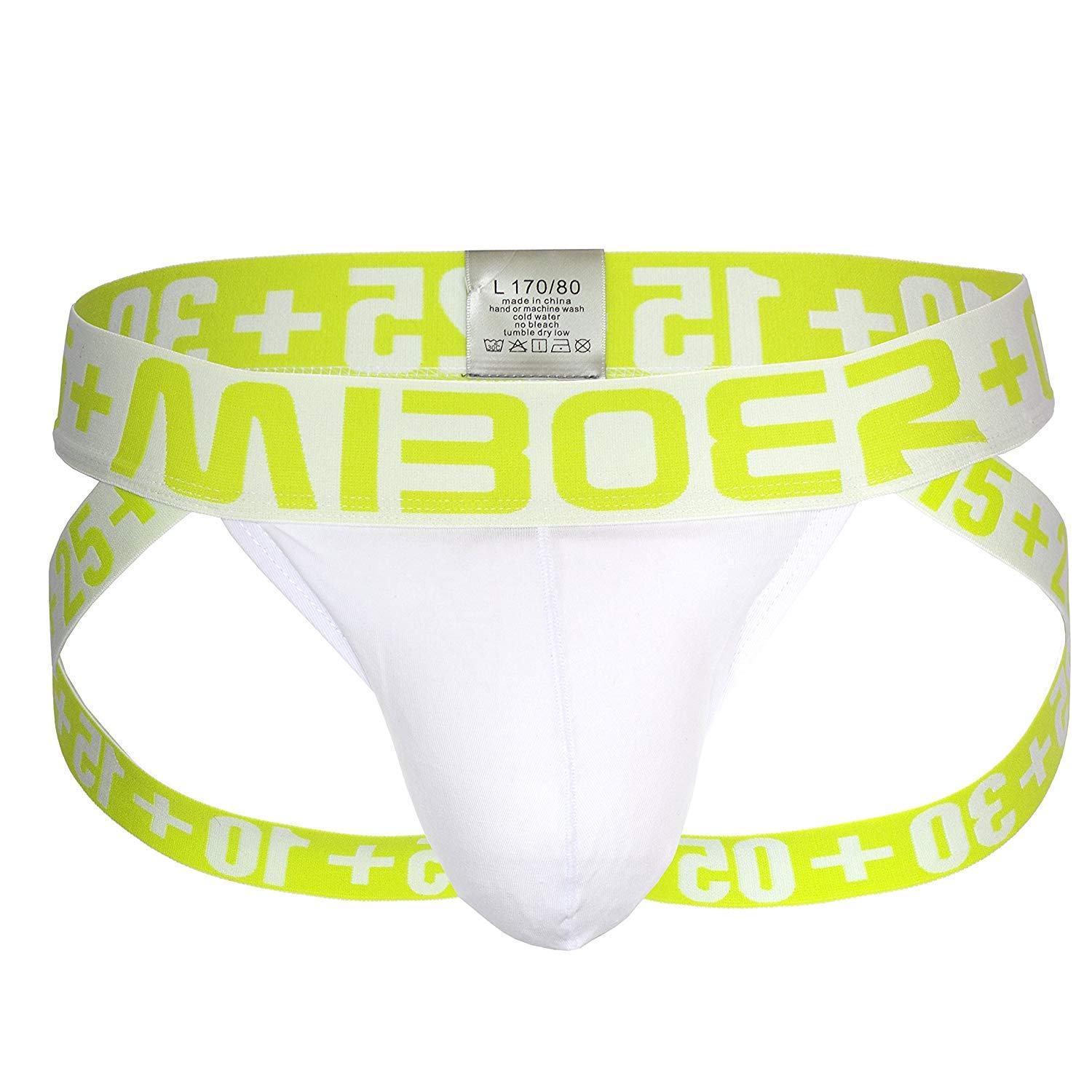 Miboer Men's Sport Jock Strap Colour Bulge Briefs White Size M/L, Manufacturer Size XL, White, XL