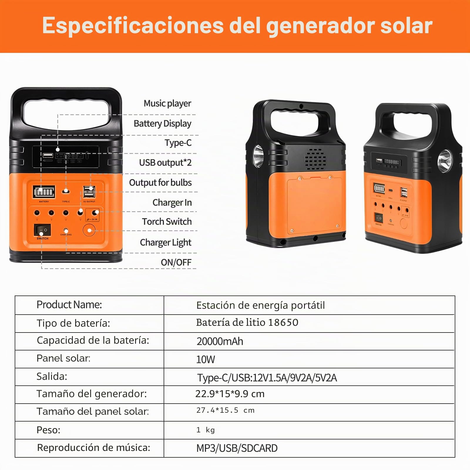 Upgrade-vclpower - Estación de banco de energía de 20000 mAh CC con paneles solares, salida de 12 V/9 V, estación de energía portátil de carga rápida para el hogar, emergencia, campamento al aire