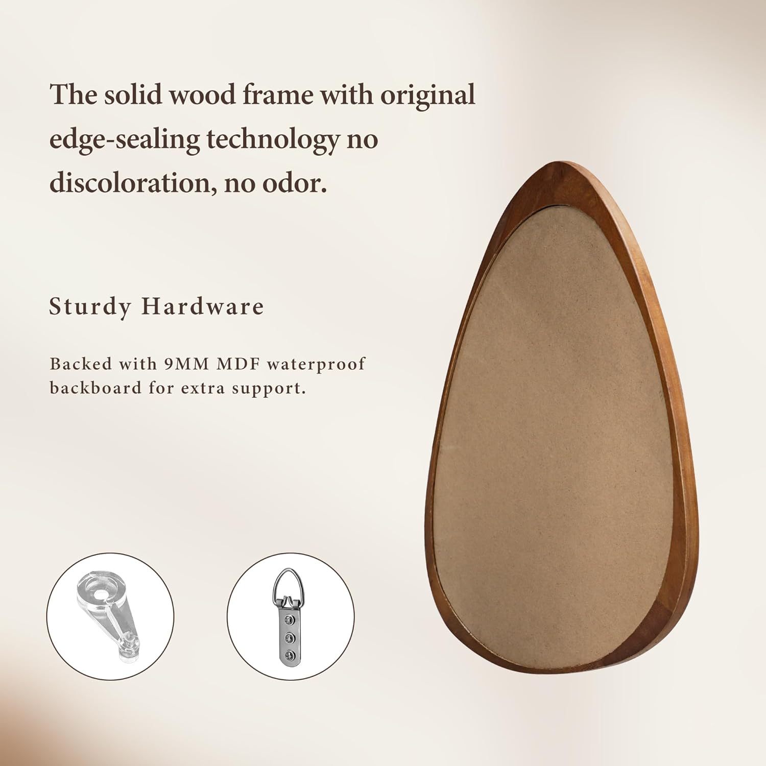 24''x19'' Asymmetrical Mirror with Wood Frame, Small Irregular Wall Odd Shaped Mirror Mid Century Modern Decor for Bedroom Living Room Entryway Hall