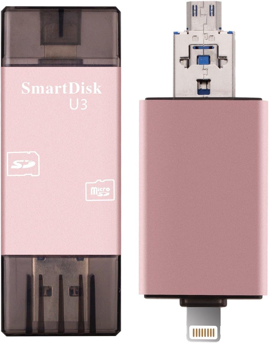 Goldwangwang USB3.0 Flash Drive TF SD Card Reader Memory Card Adapter Stick for iPhone 5/5C/5S/6/6Plus and Android Smartphones Pink