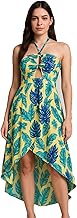 فستان شاطئ للنساء - فتحة أمامية على الصدر، سوستة جانبية وربطة عنق خلفية - غطاء صيفي