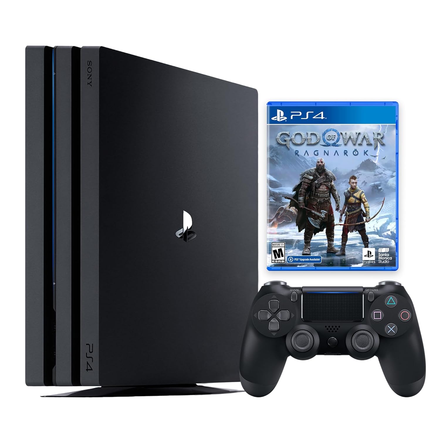Product image of PlayStation 4 Pro 1TB Console with Aftermarket Black Wireless DS Controller with God of War: Ragnarok PS4 Game Disc - PS4 Gaming System (Renewed)