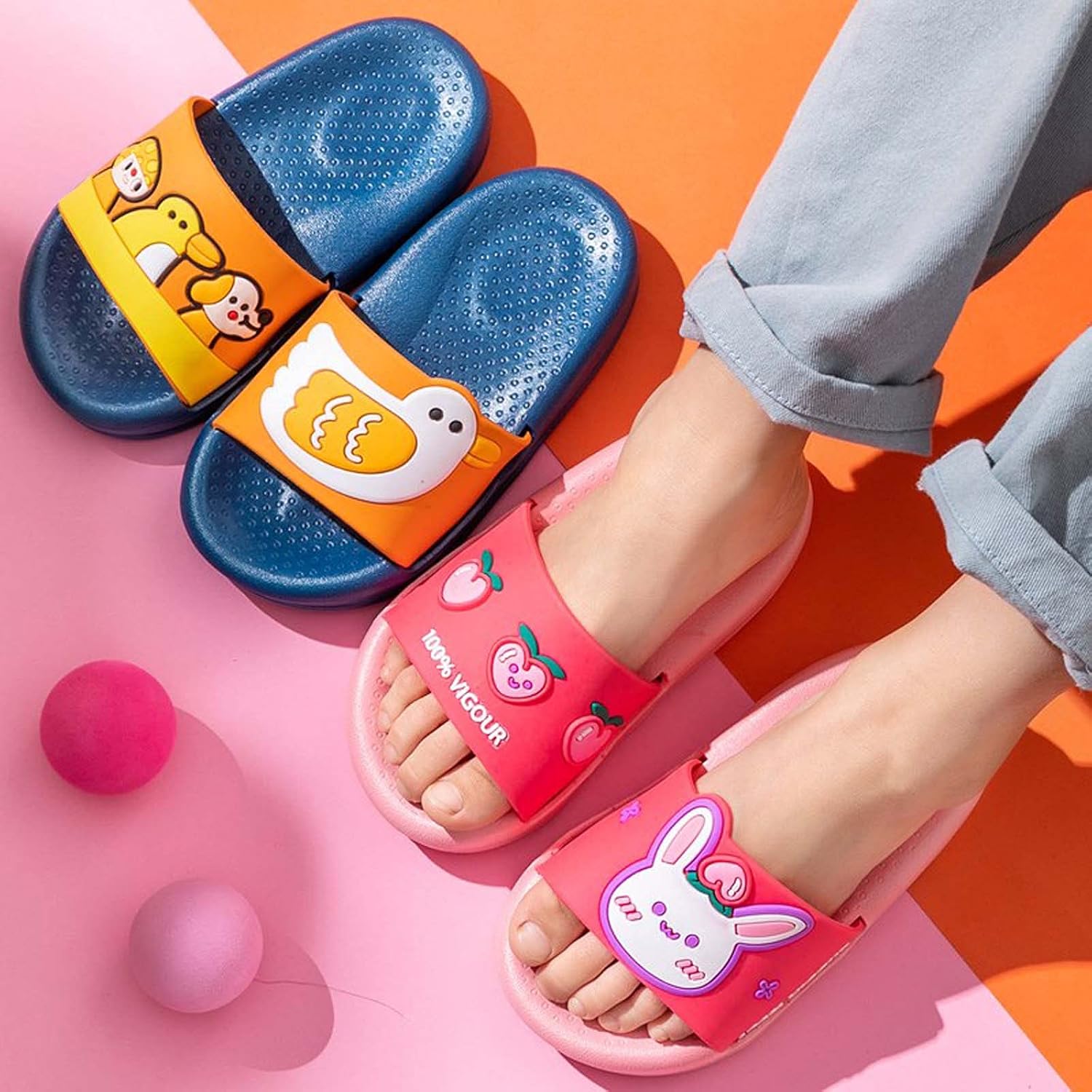 COMIOR Girls Boys Cartoon Slippers Shower Bath Kids Slide Sandals Toddler Summer Lightweight Sandals Non-Slip Garden Shoes Slip on Water Pool Beach Shoes 2Years-7Years （Toddler/Little/Big） : Clothing, Shoes & Jewelry